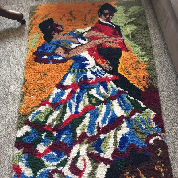 VINTAGE SCANDINAVIAN MULTICOLOR WOOL TAPESTRY WALL HANGING - Picture 5 of 9